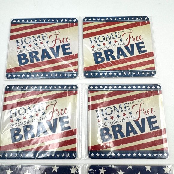 VFW Coasters "Home Of The Free Because Of The Brave" USA Set Of 8 - Picture 4 of 9